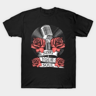 Microphone, Rose, Music, Singing, Vinyl, Soul T-Shirt